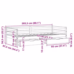 vidaXL Daybed with Drawers Sofa Bed Sleeper Bed 80x200 cm Solid Wood Pine