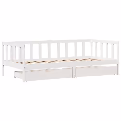vidaXL Daybed with Drawers Sofa Bed Sleeper Bed Guest Bed Solid Wood Pine - white, 90 x 200 cm - Additional view 2