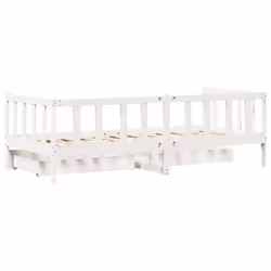 vidaXL Daybed with Drawers Sofa Bed Sleeper Bed Guest Bed Solid Wood Pine - white, 90 x 200 cm - Additional view 7