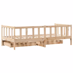vidaXL Daybed with Drawers Sofa Bed Sleeper Bed Guest Bed Solid Wood Pine - natural, 90 x 190 cm - Additional view 7