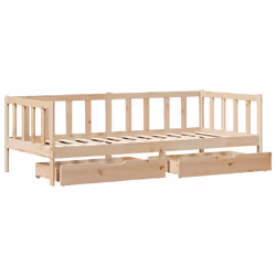 vidaXL Daybed with Drawers Sofa Bed Sleeper Bed Guest Bed Solid Wood Pine - natural, 90 x 190 cm - Additional view 8