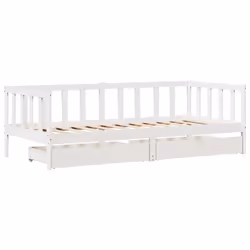 vidaXL Daybed with Drawers Sofa Bed Sleeper Bed Guest Bed Solid Wood Pine - white, 90 x 190 cm - Additional view 2