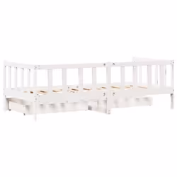 vidaXL Daybed with Drawers Sofa Bed Sleeper Bed Guest Bed Solid Wood Pine - white, 90 x 190 cm - Additional view 7
