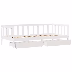 vidaXL Daybed with Drawers Sofa Bed Sleeper Bed Guest Bed Solid Wood Pine - white, 90 x 190 cm - Additional view 8