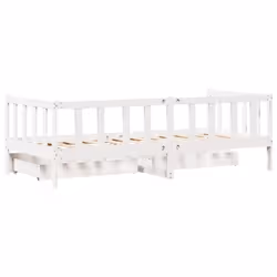 vidaXL Daybed with Drawers Sofa Bed Guest Bed White 80x200 cm Solid Wood Pine - Additional view 7