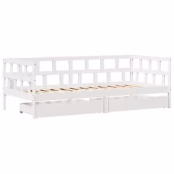 vidaXL Daybed with Drawers Sofa Bed Sleeper Bed 80x200 cm Solid Wood Pine - white, 80 x 200 cm - Additional view 2