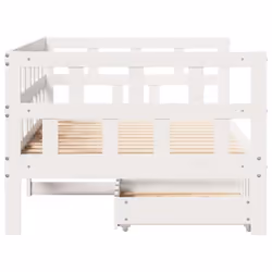 vidaXL Daybed with Drawers Sofa Bed Sleeper Bed 80x200 cm Solid Wood Pine - white, 80 x 200 cm - Additional view 6