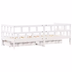 vidaXL Daybed with Drawers Sofa Bed Sleeper Bed 80x200 cm Solid Wood Pine - white, 80 x 200 cm - Additional view 7