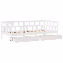 vidaXL Daybed with Drawers Sofa Bed Sleeper Bed 80x200 cm Solid Wood Pine - white, 80 x 200 cm - Additional view 8