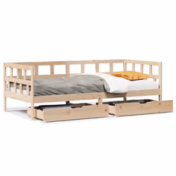 vidaXL Daybed with Drawers Sofa Bed Sleeper Bed 80x200 cm Solid Wood Pine - natural, 90 x 190 cm