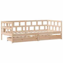 vidaXL Daybed with Drawers Sofa Bed Sleeper Bed 80x200 cm Solid Wood Pine - natural, 90 x 190 cm