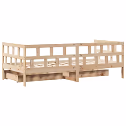 vidaXL Daybed with Drawers Sofa Bed Sleeper Bed 80x200 cm Solid Wood Pine - natural, 90 x 190 cm - Additional view 7