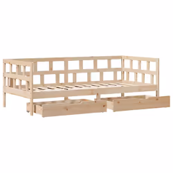 vidaXL Daybed with Drawers Sofa Bed Sleeper Bed 80x200 cm Solid Wood Pine - natural, 90 x 190 cm - Additional view 8