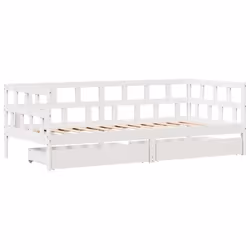 vidaXL Daybed with Drawers Sofa Bed Sleeper Bed 80x200 cm Solid Wood Pine - white, 90 x 190 cm - Additional view 2
