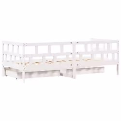 vidaXL Daybed with Drawers Sofa Bed Sleeper Bed 80x200 cm Solid Wood Pine - white, 90 x 190 cm - Additional view 7