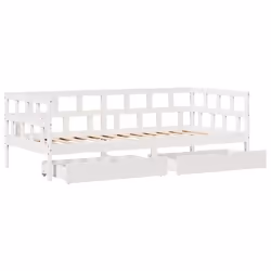 vidaXL Daybed with Drawers Sofa Bed Sleeper Bed 80x200 cm Solid Wood Pine - white, 90 x 190 cm - Additional view 8