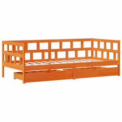 vidaXL Daybed with Drawers Sofa Bed Couch Wax Brown 90x200 cm Solid Wood Pine - Additional view 2