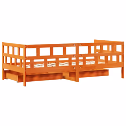 vidaXL Daybed with Drawers Sofa Bed Couch Wax Brown 90x200 cm Solid Wood Pine - Additional view 7