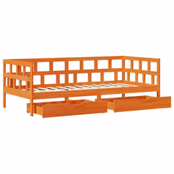 vidaXL Daybed with Drawers Sofa Bed Couch Wax Brown 90x200 cm Solid Wood Pine - Additional view 8