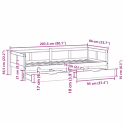 vidaXL Daybed with Drawers Sofa Bed Guest Bed Couch 80x200 cm Solid Wood Pine