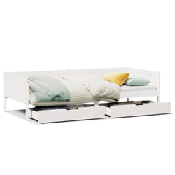 vidaXL Daybed with Drawers Sofa Bed Guest Bed Couch Solid Wood Pine - white