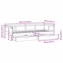 vidaXL Daybed with Drawers Sofa Bed Guest Bed Couch Solid Wood Pine - white