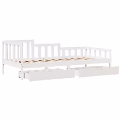vidaXL Daybed with Drawers Sofa Bed Guest Bed White 90x200 cm Solid Wood Pine - Additional view 4