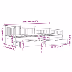 vidaXL Daybed with Drawers Sofa Bed Sleeper Bed 90x190 cm Solid Wood Pine - Additional view 3