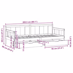 vidaXL Daybed with Drawers Sofa Bed Guest Bed Couch 90x200 cm Solid Wood Pine