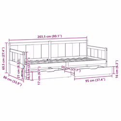 vidaXL Daybed with Drawers Sofa Bed Guest Bed Couch 80x200 cm Solid Wood Pine - 80 x 200 cm
