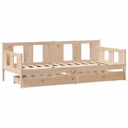 vidaXL Daybed with Drawers Sofa Bed Guest Bed Couch 80x200 cm Solid Wood Pine - 90 x 190 cm