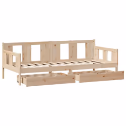 vidaXL Daybed with Drawers Sofa Bed Guest Bed Couch 80x200 cm Solid Wood Pine - 90 x 190 cm - Additional view 8