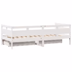 vidaXL Daybed with Drawers Sofa Bed Guest Bed Couch Solid Wood Pine - white, 90 x 190 cm - Additional view 5