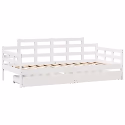 vidaXL Daybed with Drawers Sofa Bed Guest Bed Couch Solid Wood Pine - white, 90 x 200 cm - Additional view 2