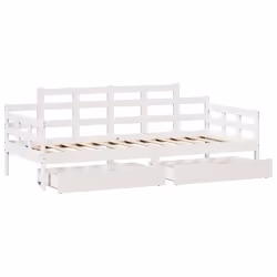 vidaXL Daybed with Drawers Sofa Bed Guest Bed Couch Solid Wood Pine - white, 90 x 200 cm - Additional view 8