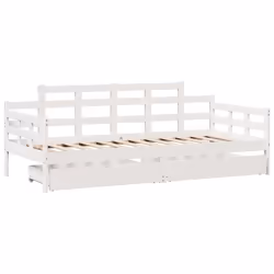 vidaXL Daybed with Drawers Sofa Bed Guest Bed Couch Solid Wood Pine - white, 80 x 200 cm - Additional view 2