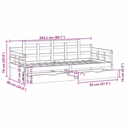 vidaXL Daybed with Drawers Sofa Bed Guest Bed Couch Solid Wood Pine - white, 80 x 200 cm - Additional view 3