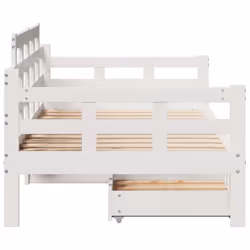 vidaXL Daybed with Drawers Sofa Bed Guest Bed Couch Solid Wood Pine - white, 80 x 200 cm - Additional view 4