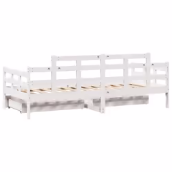vidaXL Daybed with Drawers Sofa Bed Guest Bed Couch Solid Wood Pine - white, 80 x 200 cm - Additional view 5