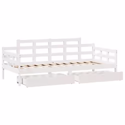 vidaXL Daybed with Drawers Sofa Bed Guest Bed Couch Solid Wood Pine - white, 80 x 200 cm - Additional view 8