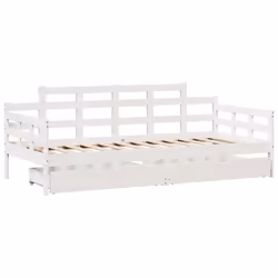vidaXL Daybed with Drawers Sofa Bed Guest Bed Couch Solid Wood Pine - white, 90 x 190 cm - Additional view 2