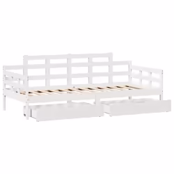 vidaXL Daybed with Drawers Sofa Bed Guest Bed Couch Solid Wood Pine - white, 90 x 190 cm - Additional view 8