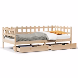vidaXL Daybed with Drawers Sofa Bed Sleeper Bed 80x200 cm Solid Wood Pine