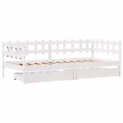vidaXL Daybed with Drawers Sofa Bed Guest Bed White 80x200 cm Solid Wood Pine