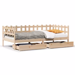vidaXL Daybed with Drawers Sofa Bed Sleeper Bed 90x200 cm Solid Wood Pine