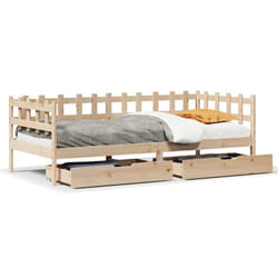 vidaXL Daybed with Drawers Sofa Bed Sleeper Bed 90x200 cm Solid Wood Pine