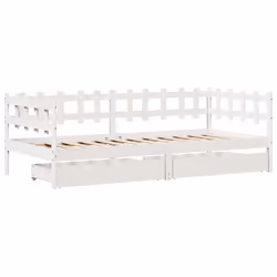 vidaXL Daybed with Drawers Sofa Bed Guest Bed White 90x200 cm Solid Wood Pine