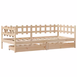 vidaXL Daybed with Drawers Sofa Bed Sleeper Bed 90x190 cm Solid Wood Pine - Additional view 2