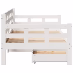 vidaXL Daybed with Drawers Sofa Bed Guest Bed Solid Wood Pine - white, 90 x 200 cm - Additional view 4