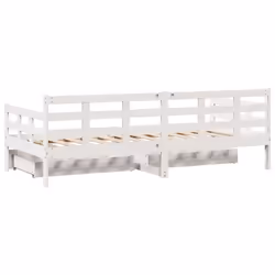 vidaXL Daybed with Drawers Sofa Bed Guest Bed Solid Wood Pine - white, 90 x 200 cm - Additional view 5